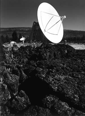 Ansel Adams photo of 85-foot radio dish.