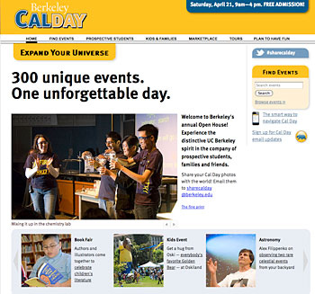 Cal Day website home page