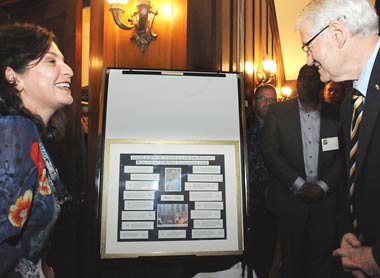 Faculty member Juana María Rodriguez and Robert Birgeneau