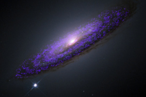 A spiral galaxy showing the distribution of molecular gas.