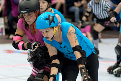 Erin Fenley in roller derby bout