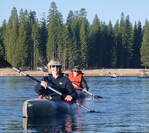 Canoeing on a lake